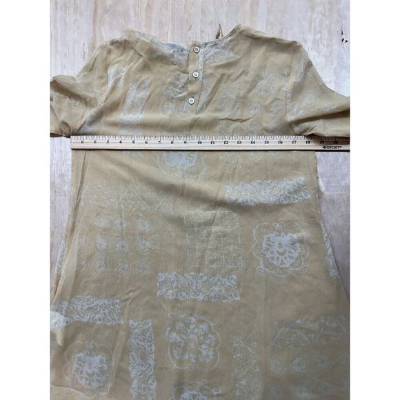 Vintage Giorgio Armani Blouse 1980s Italy Silk Sz 4 38 Buttery Yellow Short Slv - Picture 7 of 8